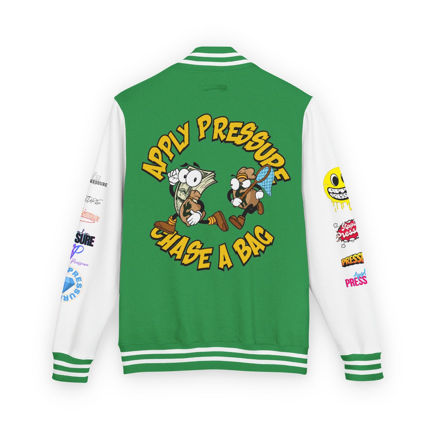 Letterman Jacket — "Apply Pressure Chase a Bag" Streetwear Varsity Jacket