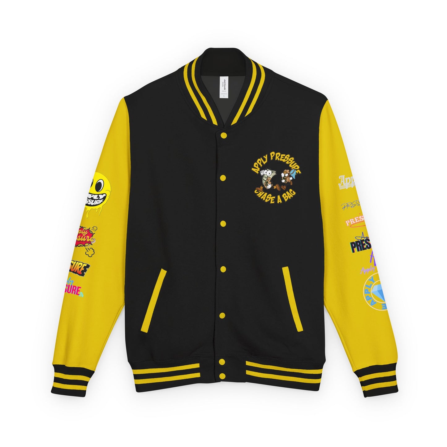 Letterman Jacket — "Apply Pressure Chase a Bag" Streetwear Varsity Jacket