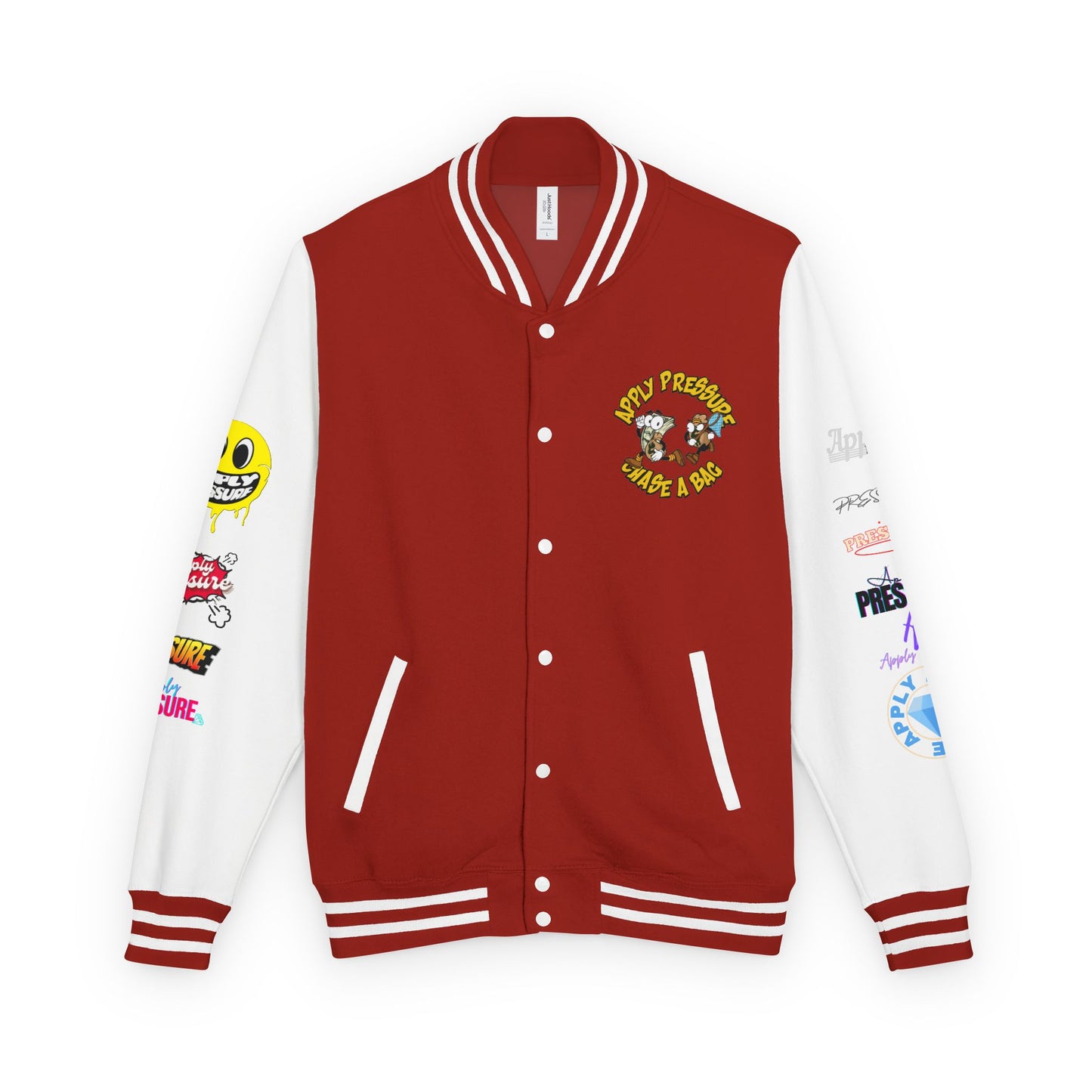 Letterman Jacket — "Apply Pressure Chase a Bag" Streetwear Varsity Jacket