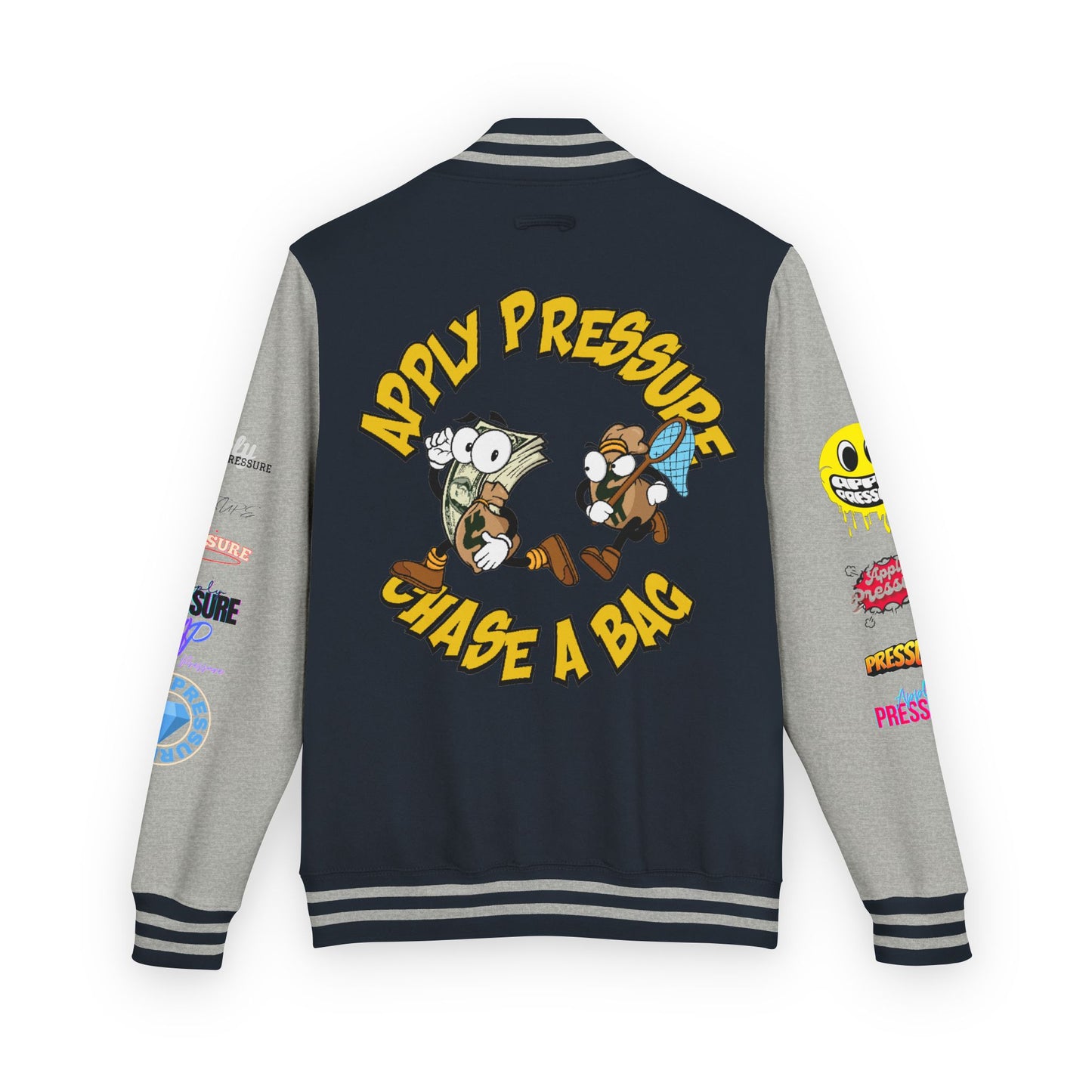 Letterman Jacket — "Apply Pressure Chase a Bag" Streetwear Varsity Jacket