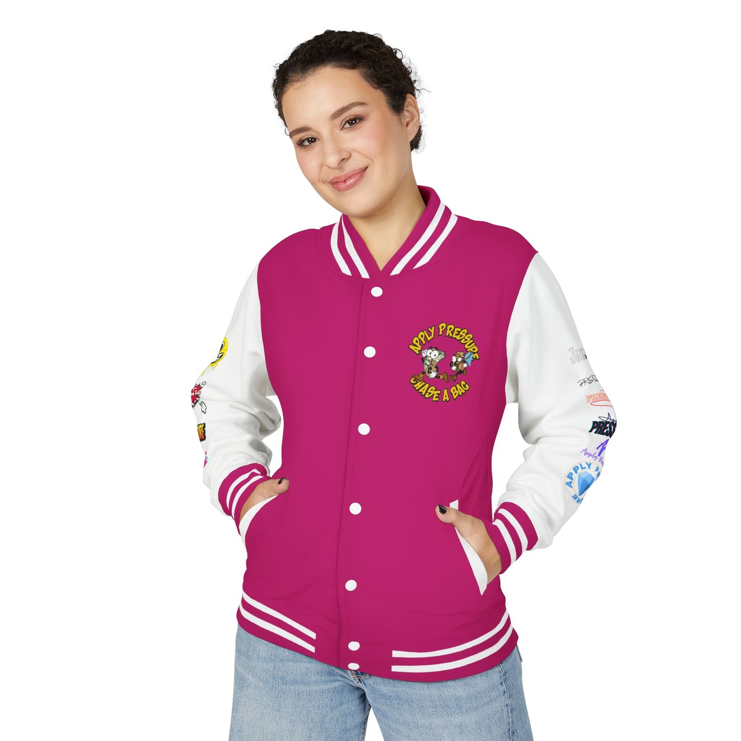 Letterman Jacket — "Apply Pressure Chase a Bag" Streetwear Varsity Jacket