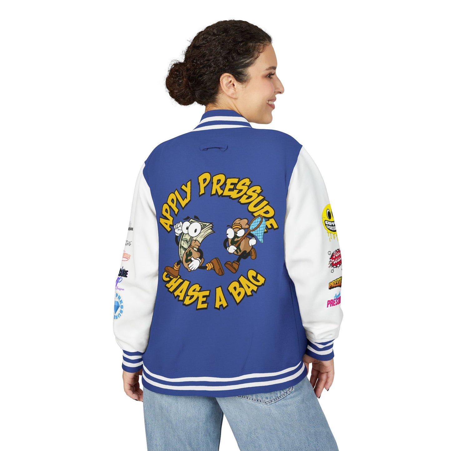 Letterman Jacket — "Apply Pressure Chase a Bag" Streetwear Varsity Jacket