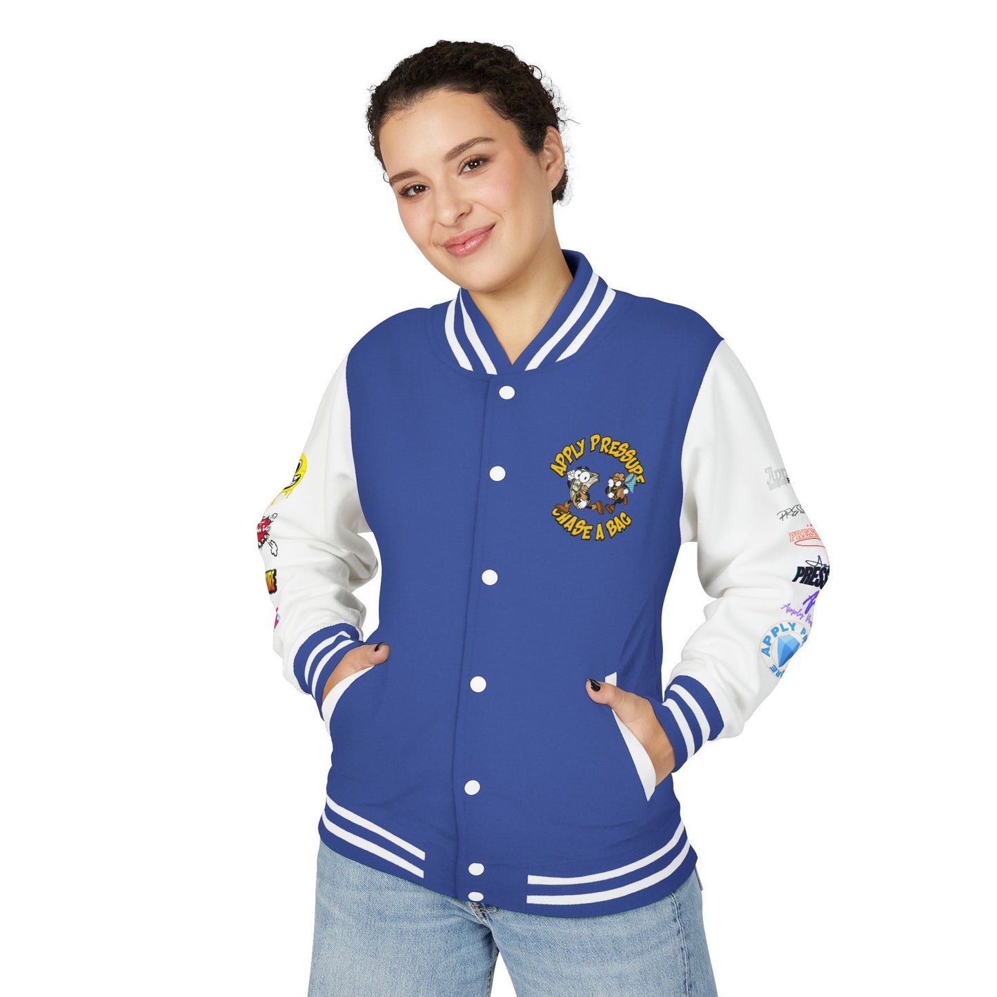Letterman Jacket — "Apply Pressure Chase a Bag" Streetwear Varsity Jacket